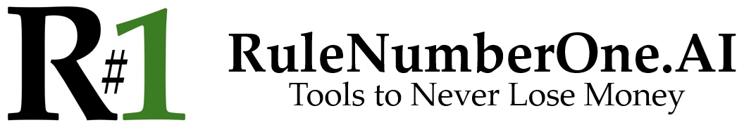 RuleNumberOne.AI Logo which says R#1 RuleNumberOne.AI Tools to Never Lose Money